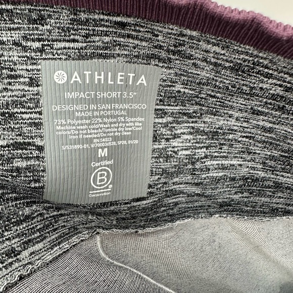 Athleta Impact Short 3.5" size medium gray purple athletic workout shorts - Picture 3 of 3